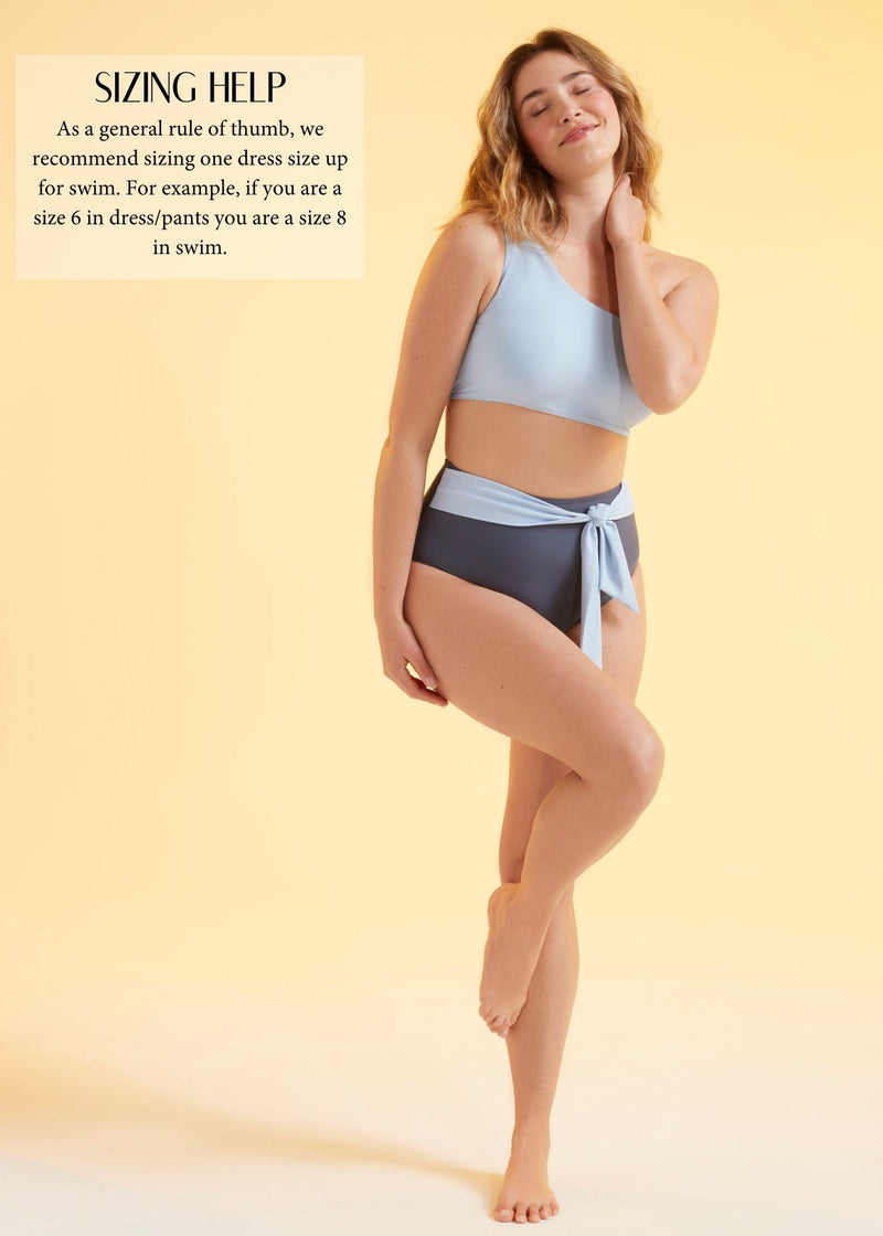 Gianna One Shoulder Two-Piece Bikini Top in Blue