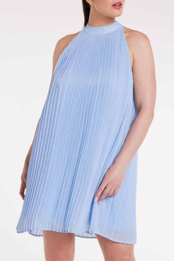 Corinne Halter Mini Dress in Blue Moon