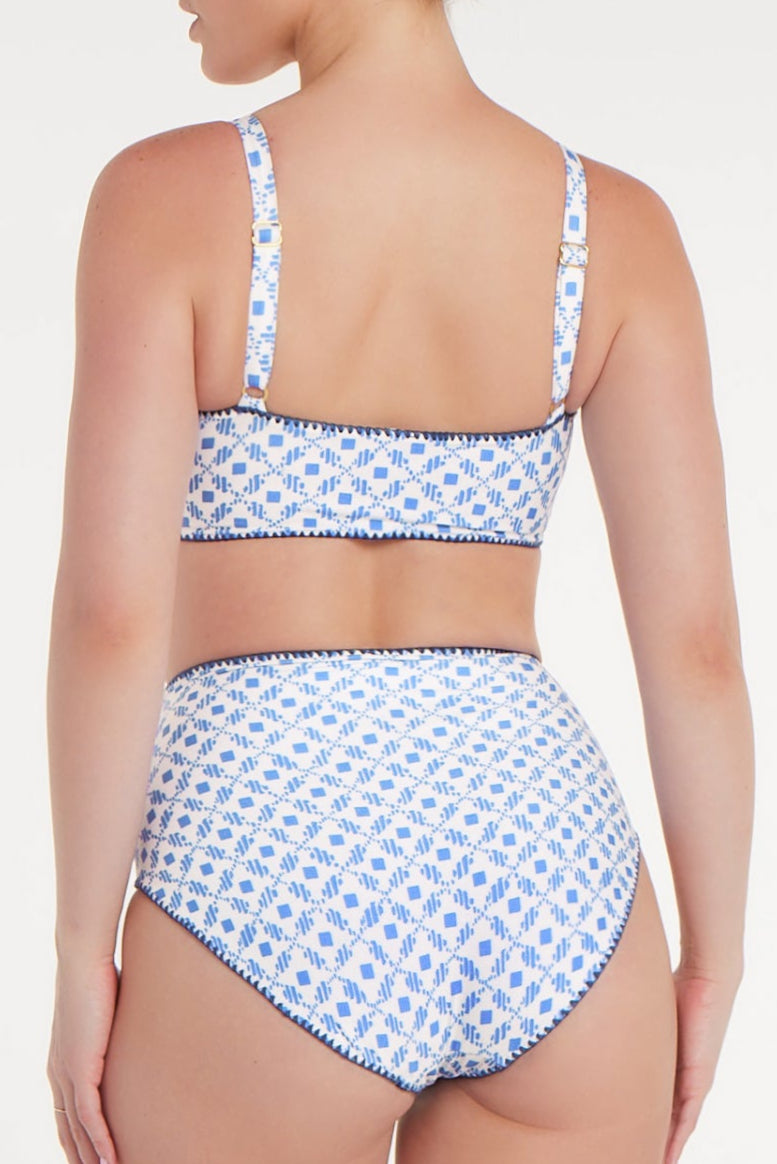 Alyssa Reversible Bikini Top in Santorini Dots