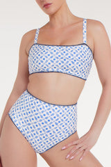 Alyssa Reversible Bikini Top in Santorini Dots