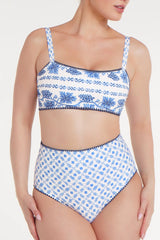 Alyssa Reversible Bikini Top in Santorini Dots