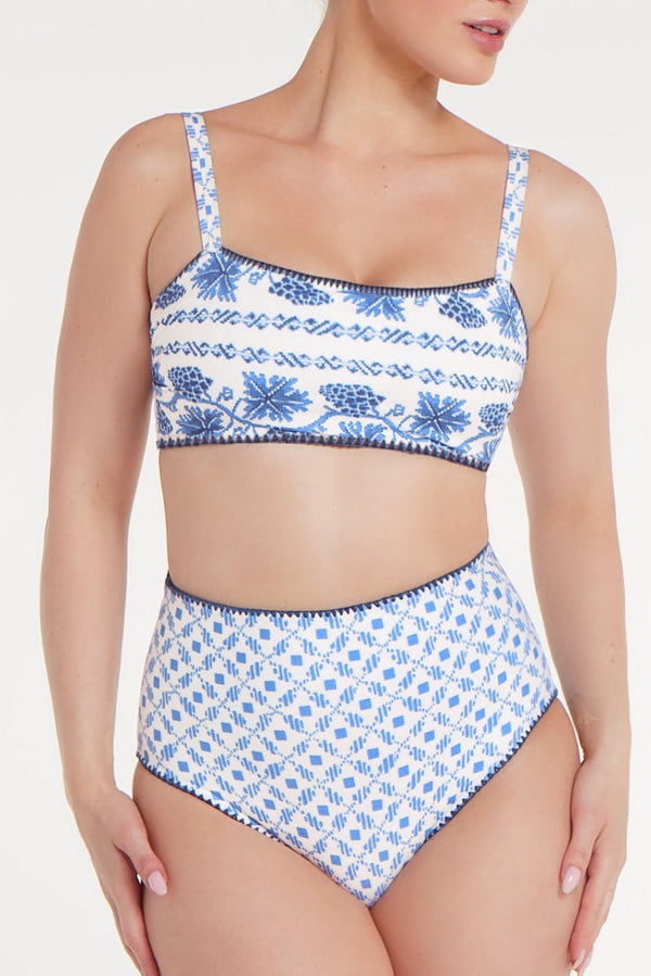 Alyssa Reversible Bikini Top in Santorini Dots