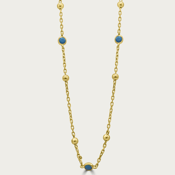 The Beaded Turquoise Bezel Station Necklace
