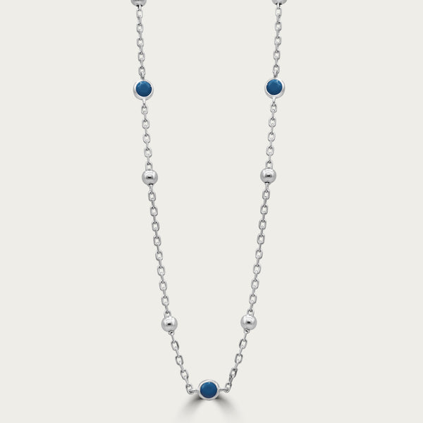 The Beaded Turquoise Bezel Station Necklace