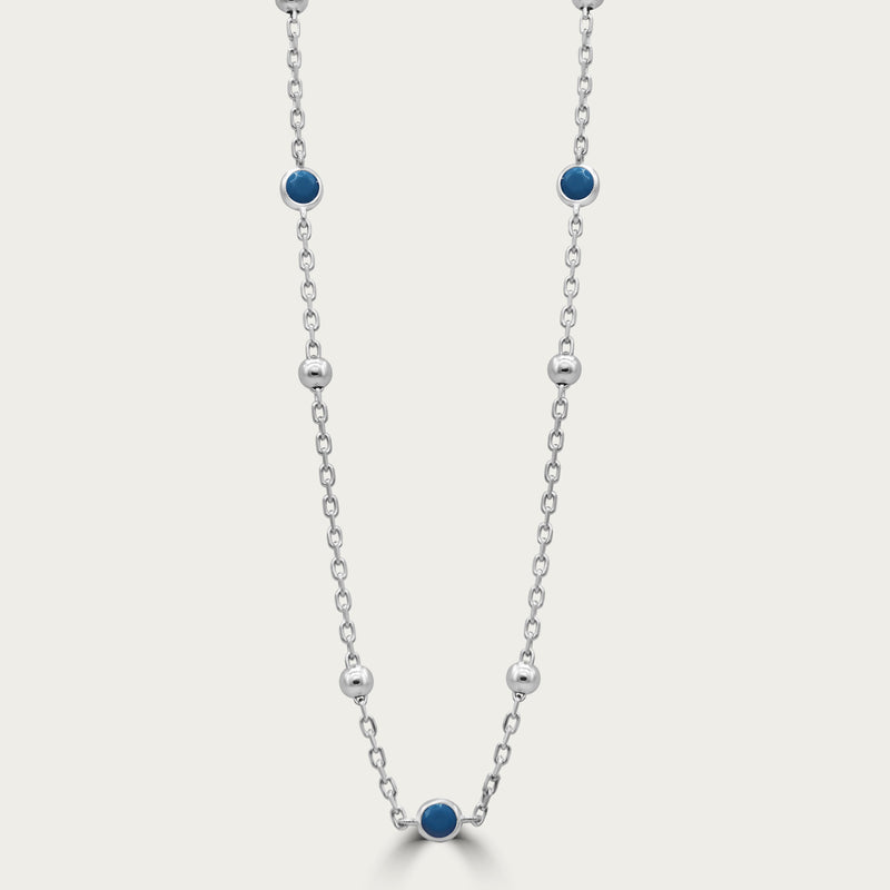 The Beaded Turquoise Bezel Station Necklace