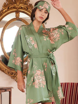 Short Kimono Robe Olive