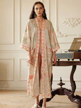 Dunhuang Celestial Herb Long Kimono Robe with Pocket