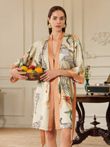 Orange Leopard Short Kimono Robe