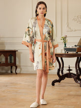 Orange Leopard Short Kimono Robe