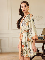Orange Leopard Short Kimono Robe