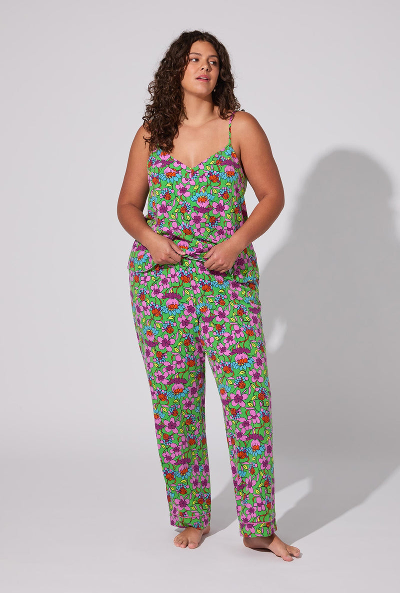 BedHead X Trina Turk Garden Floral Cami Tank Stretch Jersey Long PJ Set