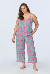 Petite Petunias Cami Woven Cotton Poplin Cropped PJ Set