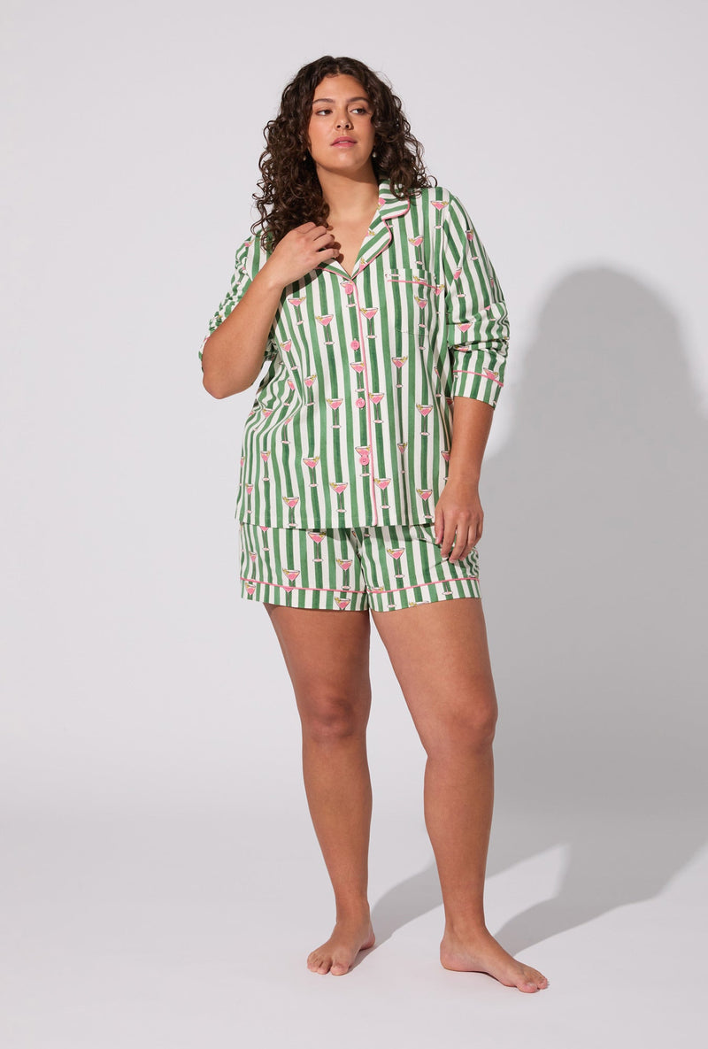 Martini O'Clock Long Sleeve Classic Stretch Jersey Short PJ Set