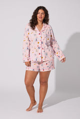 48 Hrs In Paris Long Sleeve Classic Stretch Jersey Short PJ Set