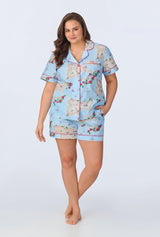 Ciao Capri Short Sleeve Classic Woven Cotton Poplin Shorty PJ Set