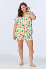Vacation Libations Short Sleeve Classic Shorty Stretch Jersey PJ Set
