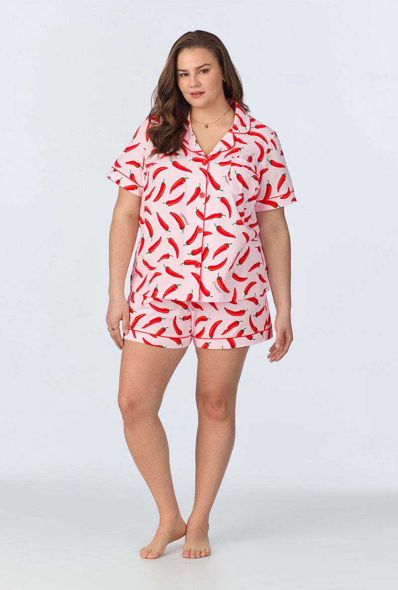 Coming In Hot Short Sleeve Classic Shorty Stretch Jersey PJ Set