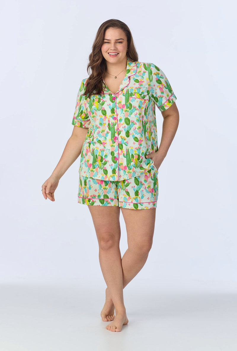 Cactus Garden Short Sleeve Classic Shorty Stretch Jersey PJ Set