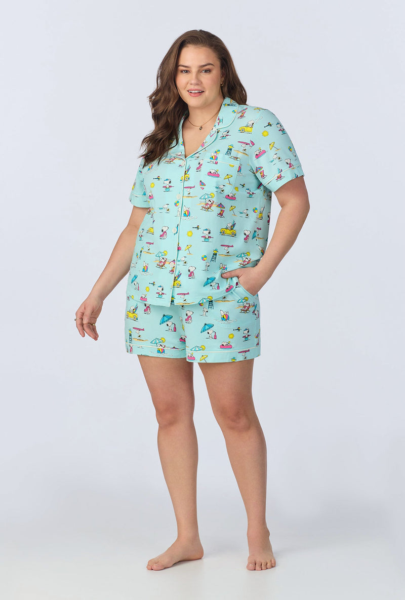 Surfside Snoopy®  Short Sleeve Classic Shorty Stretch Jersey PJ Set