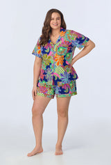 BedHead x Trina Turk Zanzibar Short Sleeve Classic Shorty Stretch Jersey PJ Set