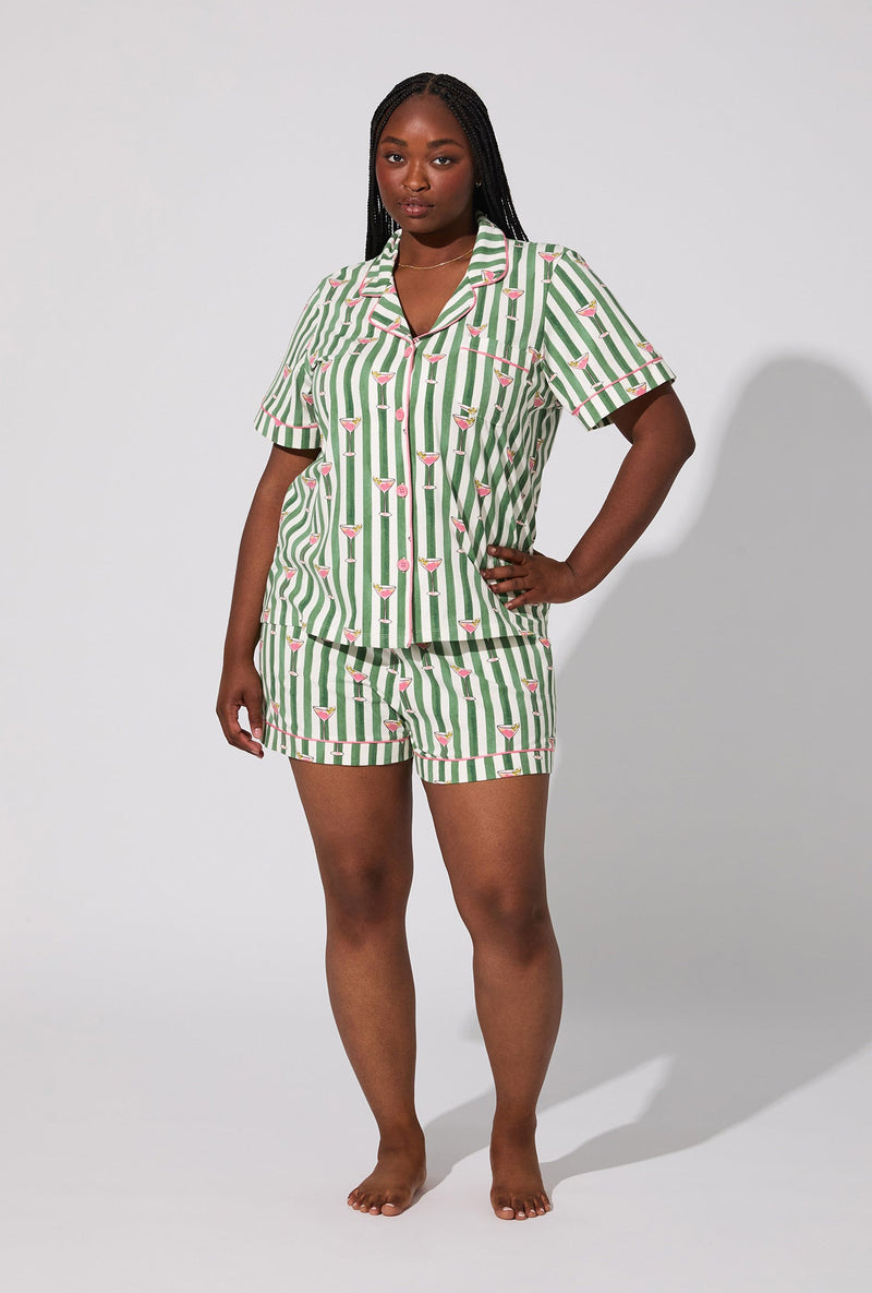 Martini O'Clock Short Sleeve Classic Shorty Stretch Jersey PJ Set