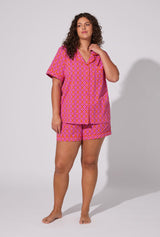BedHead X Trina Turk Chain Geo Short Sleeve Classic Shorty Stretch Jersey PJ Set