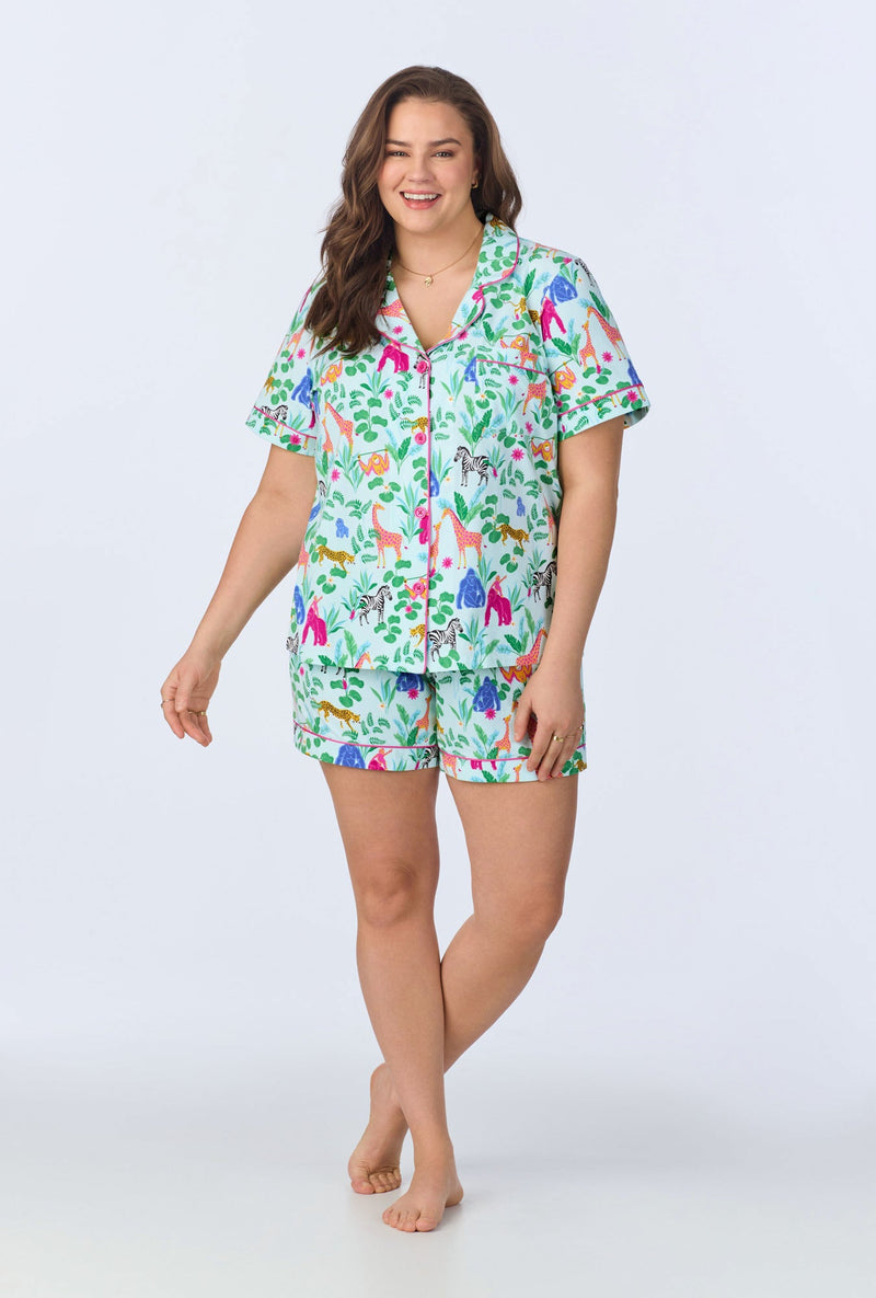 Bedhead x Bronwyn Newport Jungle Boogie Short Sleeve Classic Shorty Stretch Jersey PJ Set