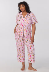 Pretty In Pink Short Sleeve Classic Stretch Jersey Cropped PJ Set
