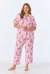 Tres Chic Short Sleeve Classic Stretch Jersey Cropped PJ Set