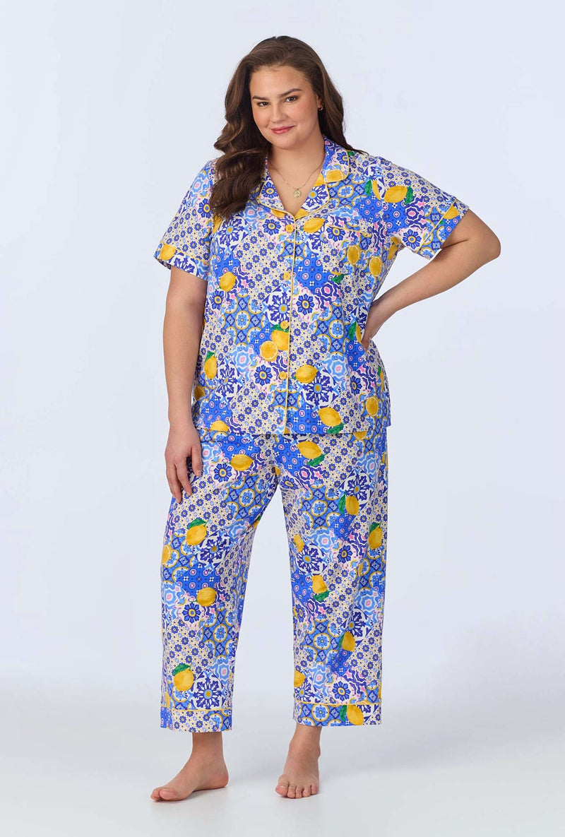 Majolica Short Sleeve Classic Stretch Jersey Cropped PJ Set