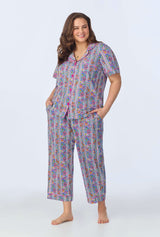 Bel Fiore Short Sleeve Classic Stretch Jersey Cropped PJ Set