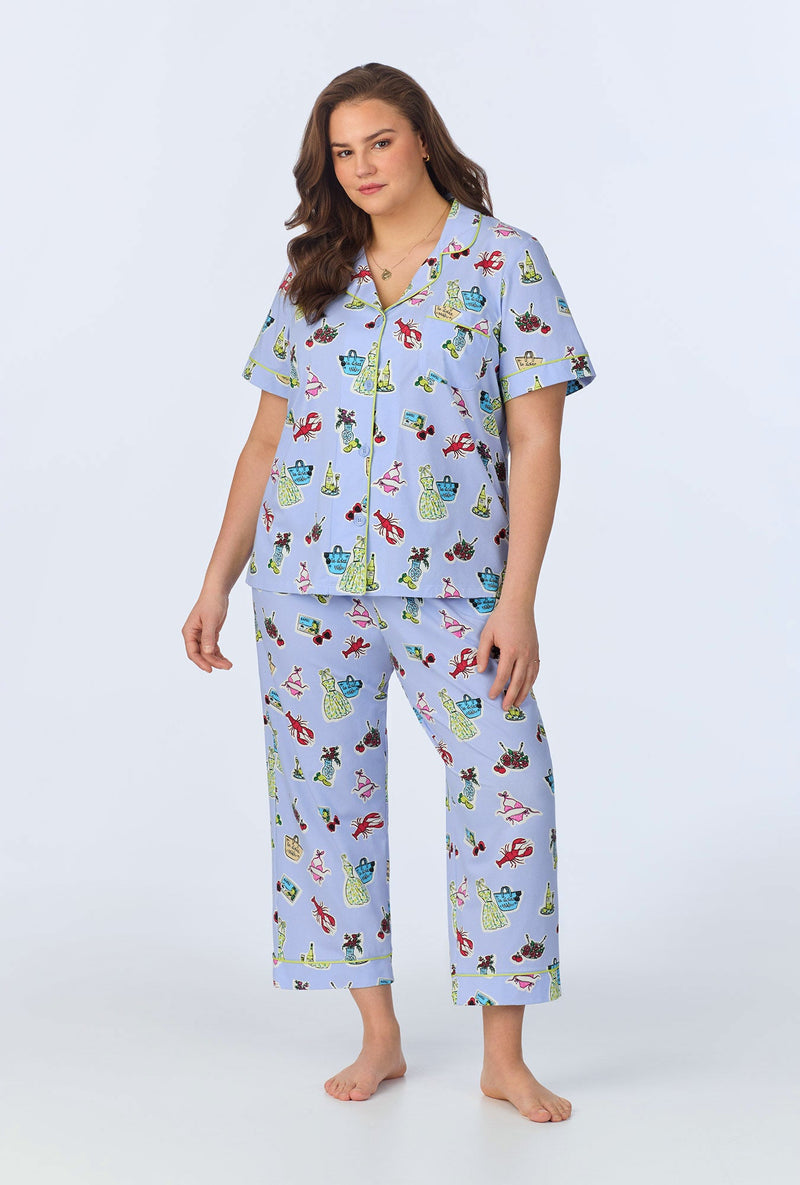 Island Life Short Sleeve Classic Stretch Jersey Cropped PJ Set