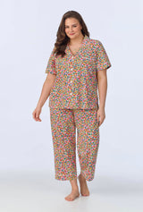 Fresh Picks Short Sleeve Classic Stretch Jersey Cropped PJ Set