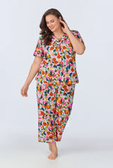 Lucia Short Sleeve Classic Woven Cotton Poplin Cropped PJ Set