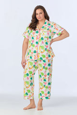 Vacation Libations Short Sleeve Classic Stretch Jersey Cropped PJ Set