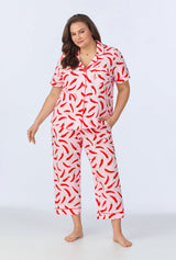 Coming In Hot Short Sleeve Classic Stretch Jersey Cropped PJ Set