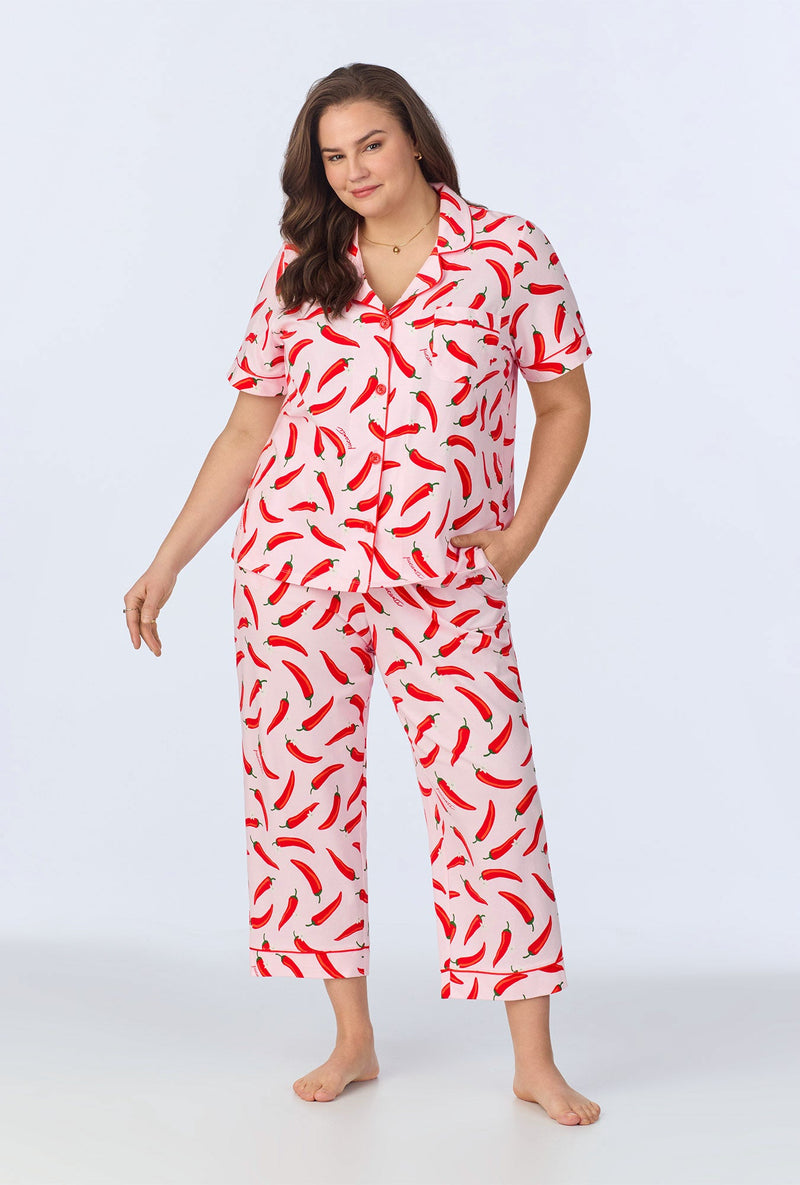 Coming In Hot Short Sleeve Classic Stretch Jersey Cropped PJ Set