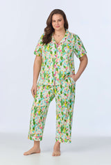Cactus Garden Short Sleeve Classic Stretch Jersey Cropped PJ Set