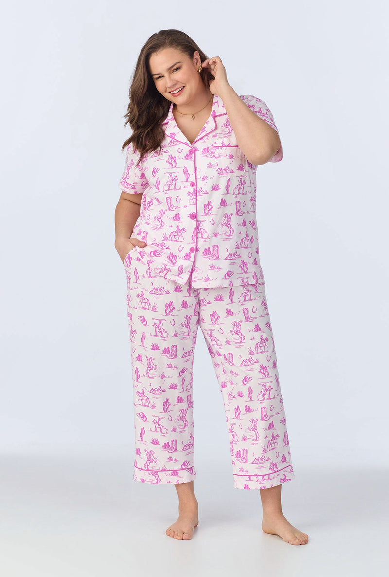 Cowgirl Toile Short Sleeve Classic Stretch Jersey Cropped PJ Set