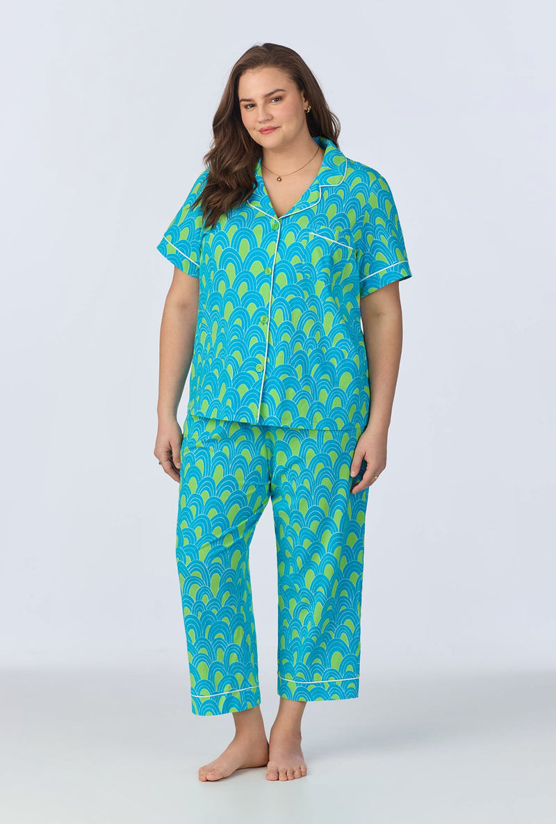 BedHead x Trina Turk Geo Arches Short Sleeve Classic Cropped Stretch Jersey PJ Set