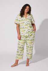 Wine Country Short Sleeve Classic Stretch Jersey Cropped PJ Set