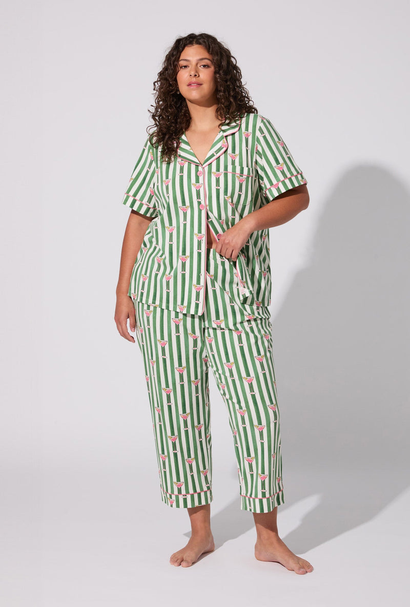 Martini O'Clock Short Sleeve Classic Stretch Jersey Cropped PJ Set