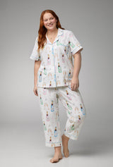Champagne Wedding Short Sleeve Classic Stretch Jersey Cropped PJ Set