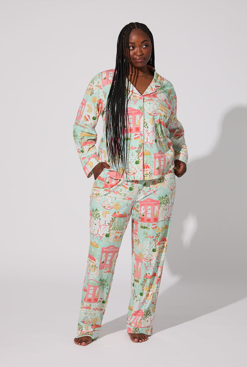 Parisian Delights Long Sleeve Classic Stretch Jersey PJ Set