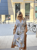 Garden Crane Gray Kimono Robe