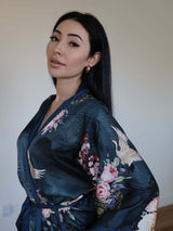Short Kimono Robe Crane