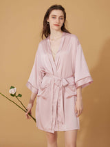 Elegant Hollow Out Detail Short Robe with Pockets